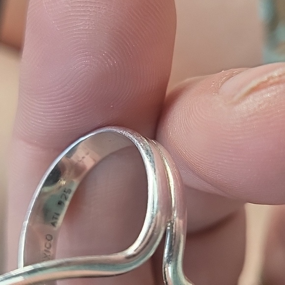 Sterling silver 925 sz 8 1/2 turquoise black onyx spin ring w/ a double row band - Picture 8 of 9